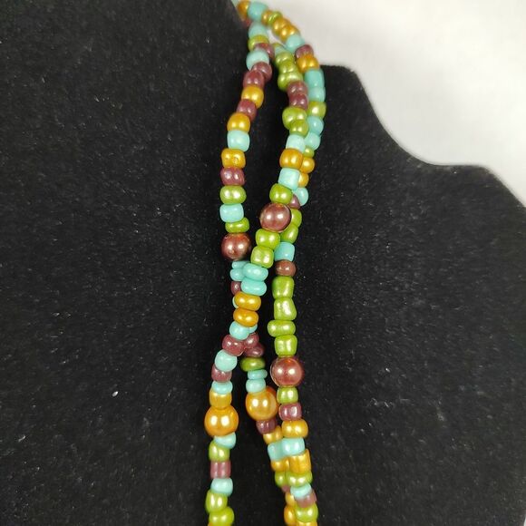 Boho Multicolor Bead Necklace Layered Statement Jewelry Retro Circles 16" - 19" - Picture 7 of 15